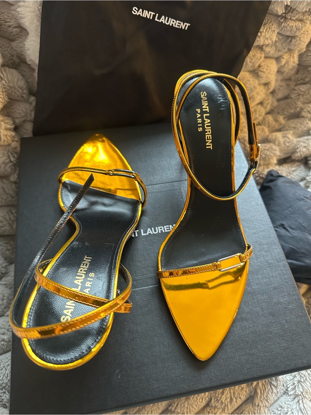 Saint Laurent Metal Tangerine 75mm Kitty sandals - Picture 6 of 10